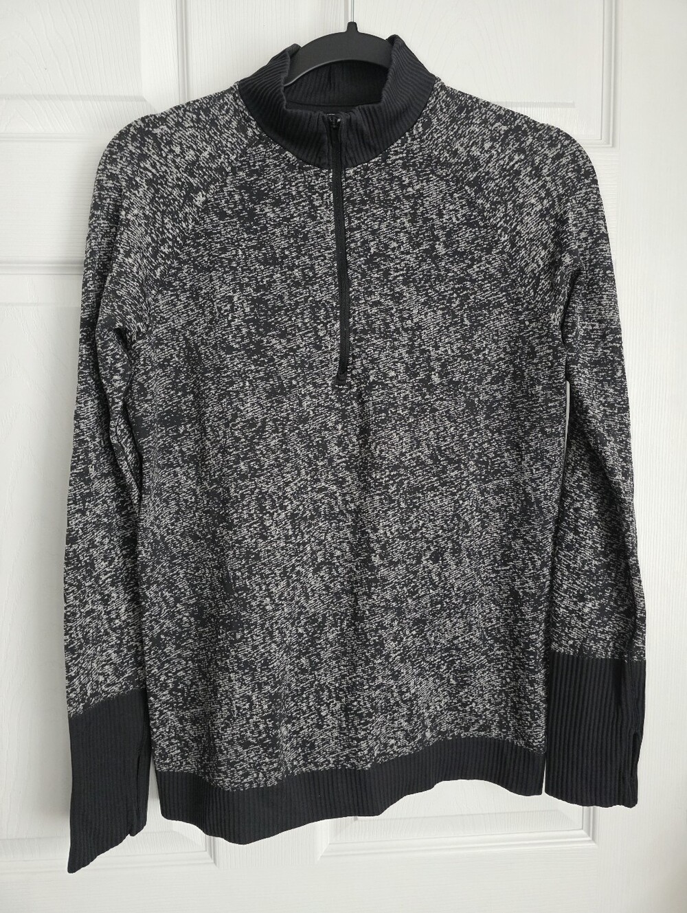Lululemon Rest Less 1/2 Zip Pullover Marled Black Grey Size 6